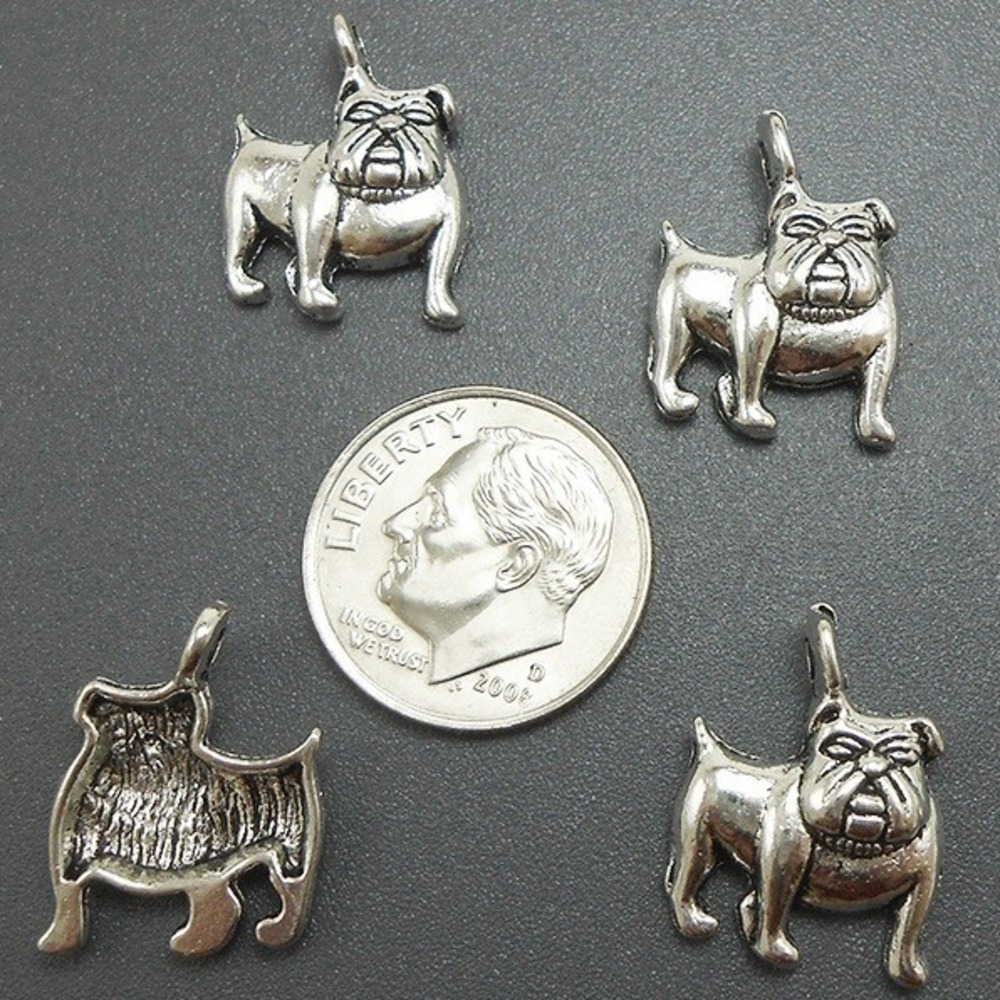 10pcs Bulldog Charms dog silver tone metal for jewelry making